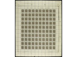 ANDORRA. 30 cts. castaño, dentado 14. Hoja completa de 100 sellos de ...