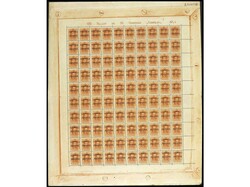 ANDORRA. 50 cts. naranja. Hoja completa de 100 sellos. Muy ...