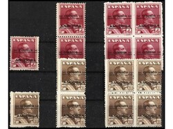 ANDORRA. 4 y 10 pts. Siete sellos de cada (sello, pareja y bloque de ...