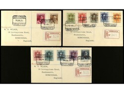 ANDORRA. 1928. ANDORRA a INGLATERRA. Tres cartas con la serie ...