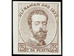 COLONIAS ESPAÑOLAS: ANTILLAS. ENSAYOS DE COLOR. 25 cts. sin dentar ...