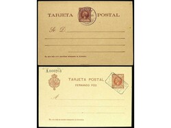COLONIAS ESPAÑOLAS: FERNANDO POO. 1899-1905. Dos Enteros Postales de ...