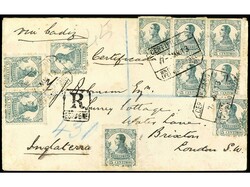 COLONIAS ESPAÑOLAS: GUINEA. 1919. STA. ISABEL a LONDRES 5 cts. verde ...