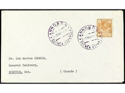 COLONIAS ESPAÑOLAS: GUINEA. 1920. ANNOBÓN a CANADÁ. 4 pts naranja, ...