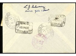 COLONIAS ESPAÑOLAS: GUINEA. 1931. STA. ISABEL a U.S.A 5 cts. y 50 ...