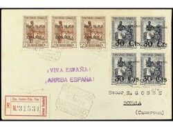 COLONIAS ESPAÑOLAS: GUINEA. 1937. STA. ISABEL a DOUALA (Camerún). 2 ...