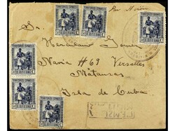 COLONIAS ESPAÑOLAS: GUINEA. 1939. EBEBIYIN a CUBA. 50 cts. azul (6) ...