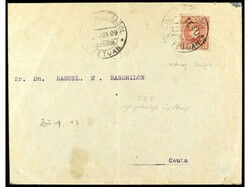 COLONIAS ESPAÑOLAS: MARRUECOS. 1909. TETUÁN a CEUTA. 10 cts. rojo ...