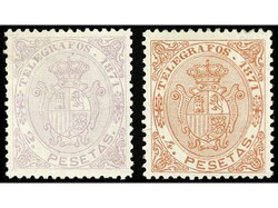 COLONIAS ESPAÑOLAS: PUERTO RICO. TELÉGRAFOS. Serie completa. 2 ...