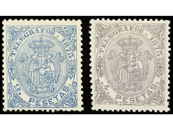 COLONIAS ESPAÑOLAS: PUERTO RICO. TELÉGRAFOS. Serie completa. 2 ...