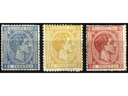 COLONIAS ESPAÑOLAS: PUERTO RICO. TELÉGRAFOS. Serie completa. 3 ...