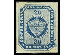 COLOMBIA. 1860. 20 cts. azul. PRECIOSO. Yv.9. Cat. 300€
