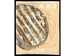 ESPAÑA. 2 reales naranja. Márgenes completos. Buen ejemplar. Cert. ...