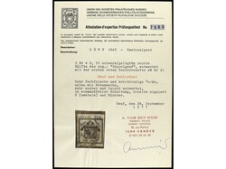 SUIZA. 1843. GENÈVE. Medio doble de Ginebra. 5 c. verde. Perfecto ...