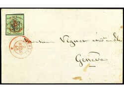 SUIZA. 1846. 5 c. ´águila pequeña´, en sobrescristo GENÈVE ...