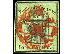 SUIZA. 1846. 5 c. verde amarillo, ´águila grande´. Buen ejemplar. ...