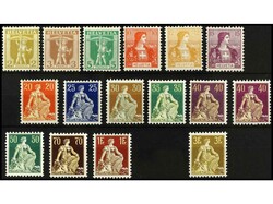 SUIZA. 1907-17. SERIE COMPLETA. 15 valores. Yv.113/27. Cat. 600€