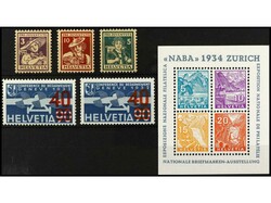 SUIZA. Conjunto de series con fijasellos. Yv. * 151/3, * Av. 24/24a ...