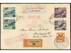 CHECOSLOVAQUIA. 1925. PRAGA a BUCAREST. Marca PRUNÍ LET/1925/PREMIER ...
