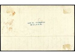 ESPAÑA. 1862. MÁLAGA a NEW YORK. 2 reales verde, pareja, mat. R.C. ...