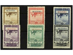 ESPAÑA. SERIE COMPLETA. 6 valores. Habilitación MUESTRA en letras ...