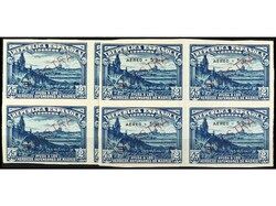 ESPAÑA. Aéreo + 5 pts. HABILITACIÓN MUESTRA SIN DENTAR en bloque ...