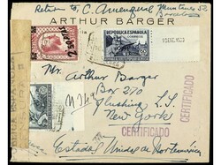 ESPAÑA. 1939. BARCELONA a NEW YORK. 25 cts., 60 cts., 2,50 pts. s. ...