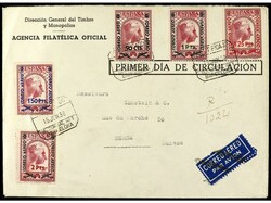 ESPAÑA. 1938. BARCELONA a SUIZA. Serie completa en carta circulada, ...