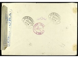 ESPAÑA. 1938. BARCELONA a NEW YORK. Serie completa en sobre oficial ...