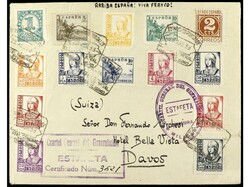 ESPAÑA. 1938. Sobre dirigido a SUIZA. Con la serie completa de 14 ...