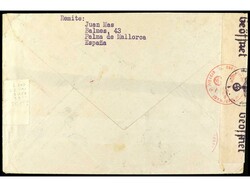 ESPAÑA. 1944. PALMA DE MALLORCA a SUIZA. Espectacular franqueo. ...