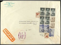 ESPAÑA. 1955. MADRID a NEW YORK. Espectacular y raro franqueo, al ...