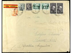 ESPAÑA. 1953. BARCELONA a BUENOS AIRES. 50 pts. violeta negro (2), ...