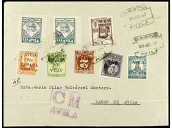 ESPAÑA E. LOCALES PATRIOTICAS: AVILA. 1937. Certificado de ÁVILA a ...