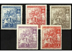 ESPAÑA: BENEFICENCIA. HUERFANOS TELEGRAFOS. SERIE COMPLETA. 5 ...