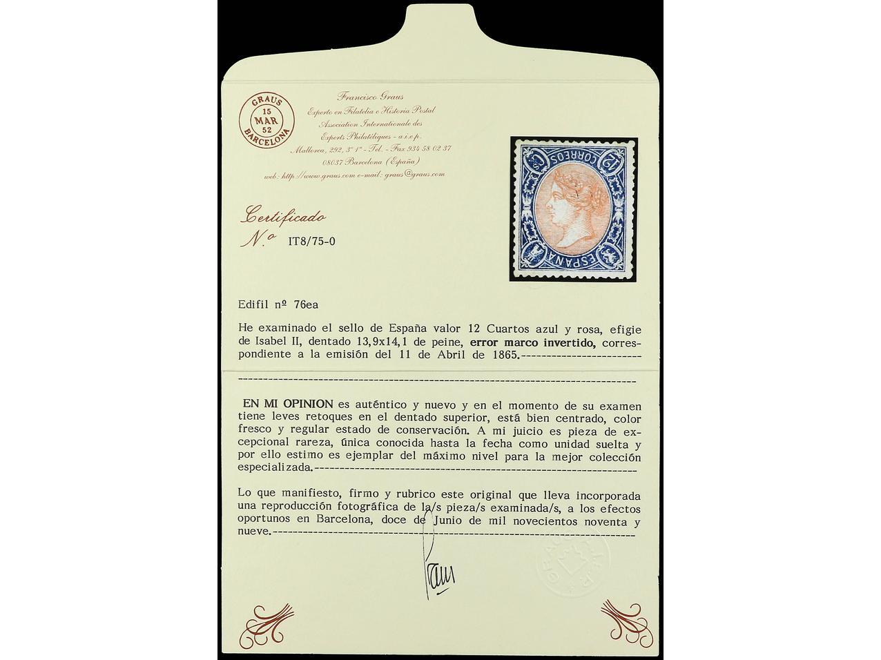 Image 1 for lot number 122 for Soler y Llach - 823rd Auction - Spain, Ex Colonies and Foreign Countries