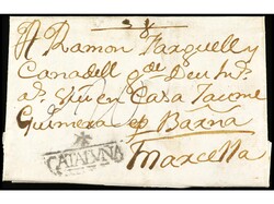 ESPAÑA: PREFILATELIA. 1767. BERGA a MARSELLA. Marca +/CATALUÑA (nº ...