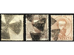 PUERTO RICO. 25 cts. gris, 50 cts. castaño y 1 pta. castaño rojo de ...