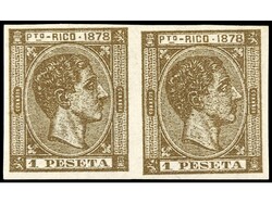 PUERTO RICO. 1 pta. castaño bronce. Pareja SIN DENTAR. LUJO. Ed.22s ...