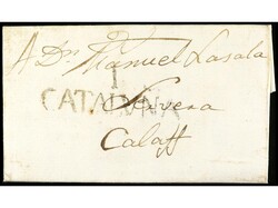 ESPAÑA: PREFILATELIA. 1800. IGUALADA a CALAF. Marca I/CATALUÑA.