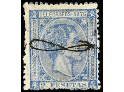 COLONIAS ESPAÑOLAS: PUERTO RICO. TELÉGRAFOS. 2 pts. azul con ...