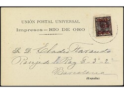 COLONIAS ESPAÑOLAS: RIO DE ORO. 1909. VILLA CISNEROS a BARCELONA. ...