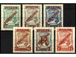 ECUADOR. SERIE de 6 valores. RAROS. Levemente tonalizados (slight ...