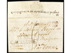 ESPAÑA: PREFILATELIA. 1819 (6 mayo). OLOT a NARBONA (Francia). Marca ...