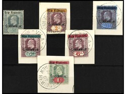 NUEVAS HEBRIDAS. 1/2 p. a 1 s. sobre fragmento. 1/2 p. nuevo (one ...