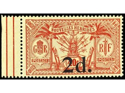 NUEVAS HEBRIDAS. 2 d. sobre 40 c. rojo sobre amarillo. Yv.69. Cat. ...