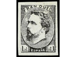 ESPAÑA. ENSAYO DE COLOR. 1 real negro. PRECIOSO. Ed.156.