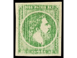 ESPAÑA. 50 cts. verde PLANCHA RAYADA. Interesante variedad no ...