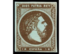 ESPAÑA. 50 cts.y 1 real sobre PAPEL AZULADO. Ed.160/61p.
