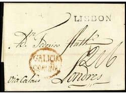 ESPAÑA: PREFILATELIA. 1816. CORUÑA. Envuelta a LONDRES. Marca en ...